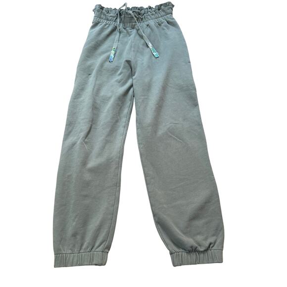 LoveShackFancy Sweatpants Women's Small Blue Visible Mending Patch 100% Cotton